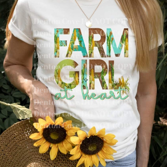 Farm Girl At Heart Short Sleeve DTF Graphic Tee