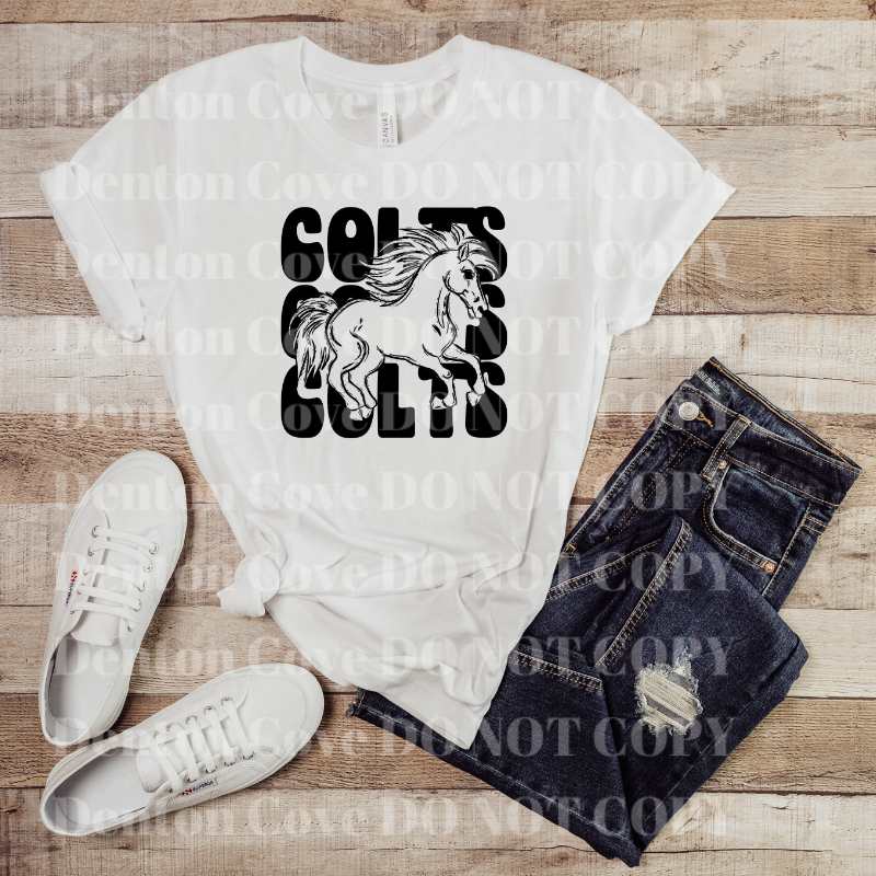 Stacked Mascot Colts Short Sleeve DTF Graphic Tee