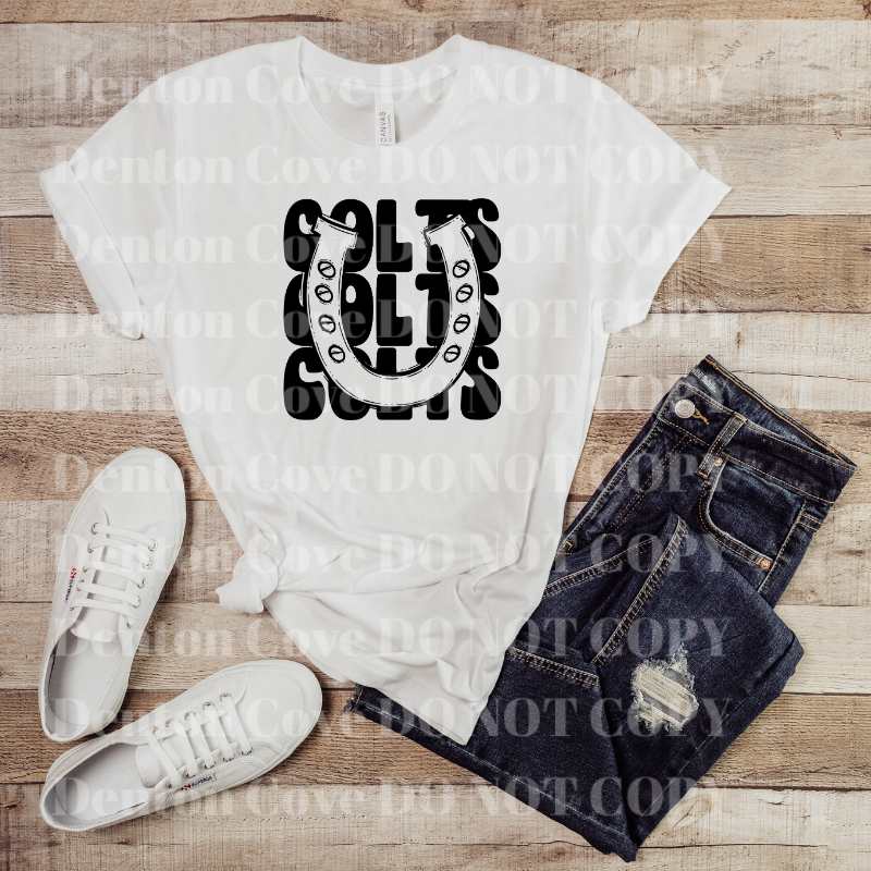 Stacked Mascot Colts Short Sleeve DTF Graphic Tee