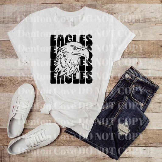 Stacked Mascot Eagles Short Sleeve DTF Graphic Tee