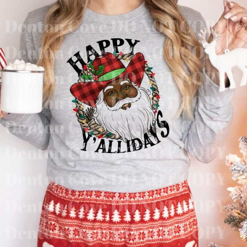 Happy Y'allidays Santa Short Sleeve DTF Graphic Tee