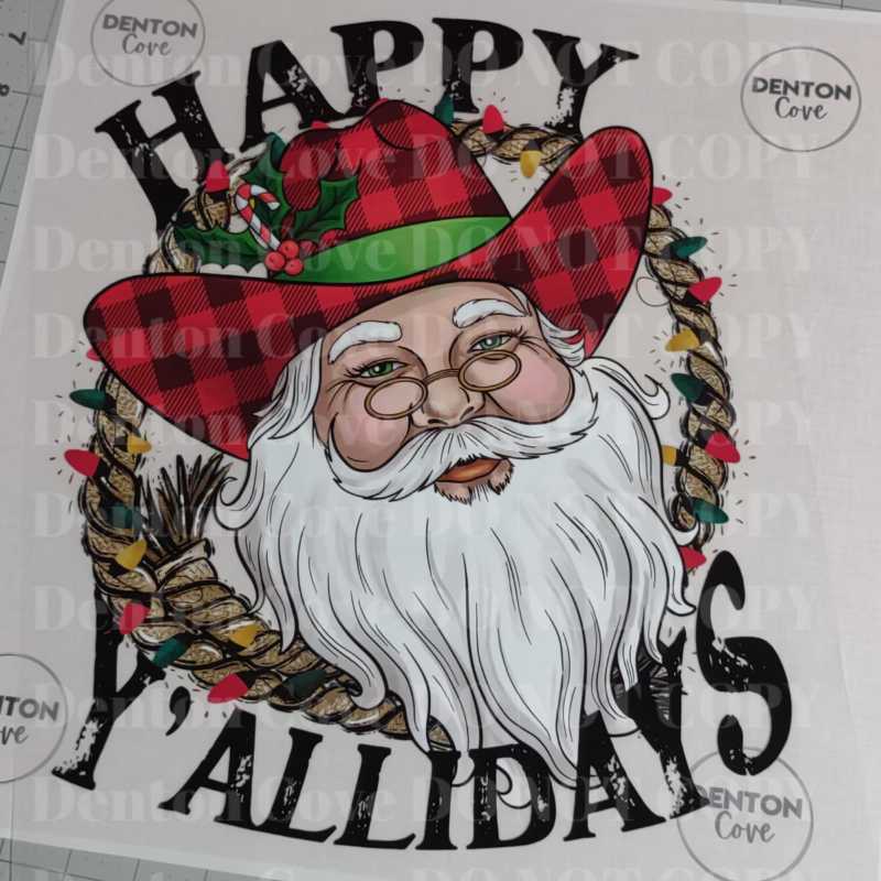Happy Y'allidays Santa Long Sleeve DTF Graphic Tee