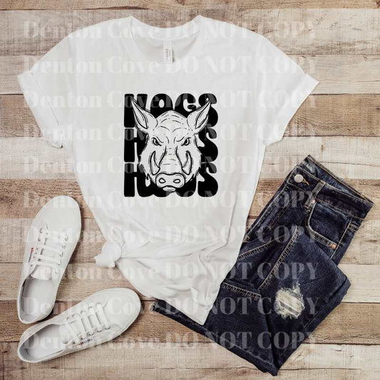 Stacked Mascot Hogs Short Sleeve DTF Graphic Tee