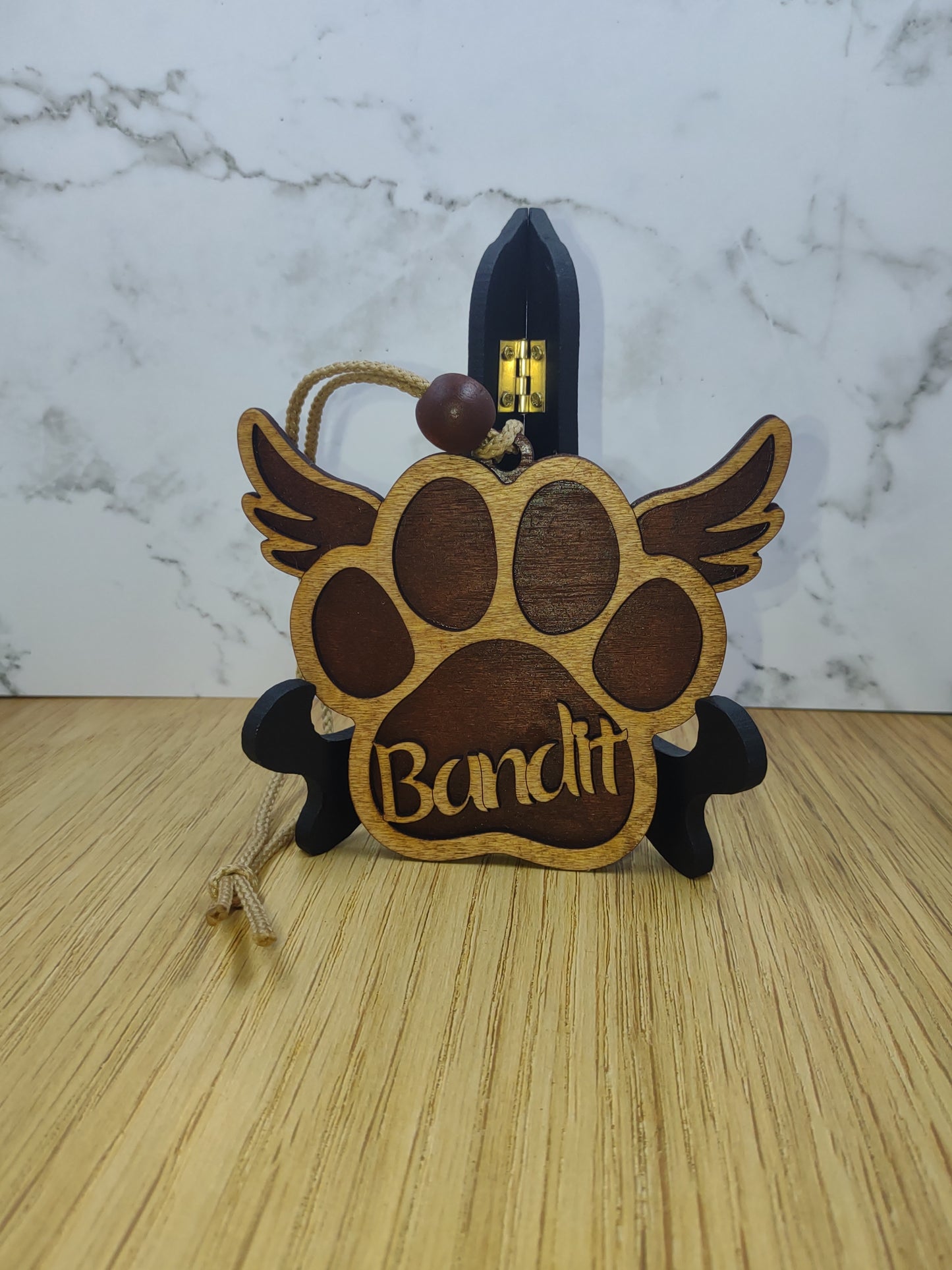 Personalized Paw Wood Ornament Layered Handcrafted