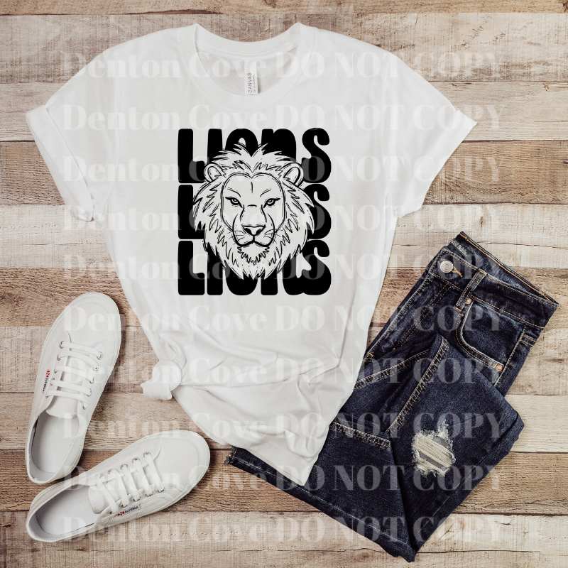 Stacked Mascot Lions Short Sleeve DTF Graphic Tee