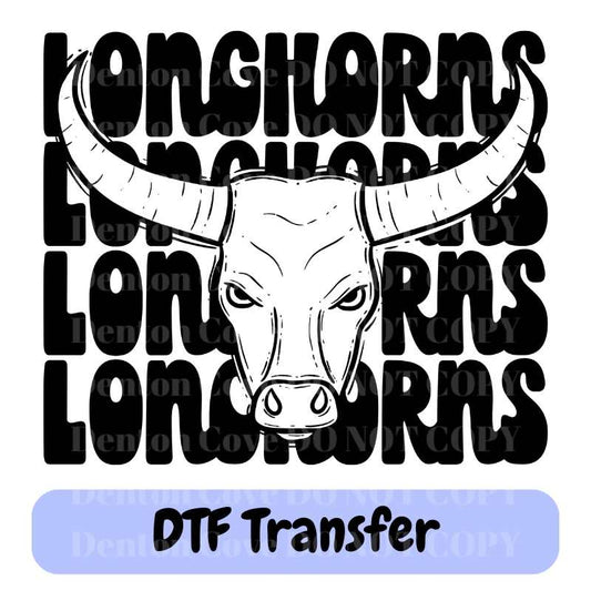Stacked Mascot Longhorns - DTF Transfer