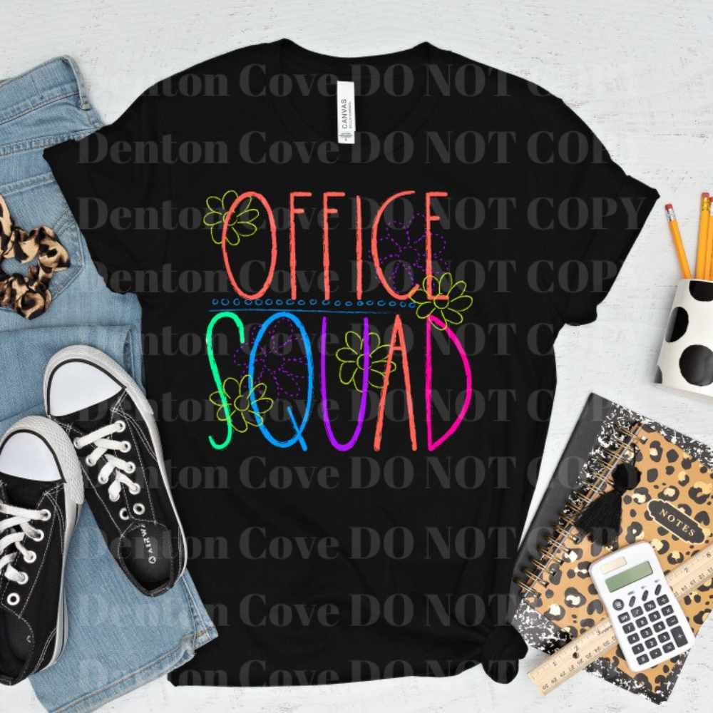 Chalkboard Squads - Office Squad Short Sleeve DTF Graphic Tee
