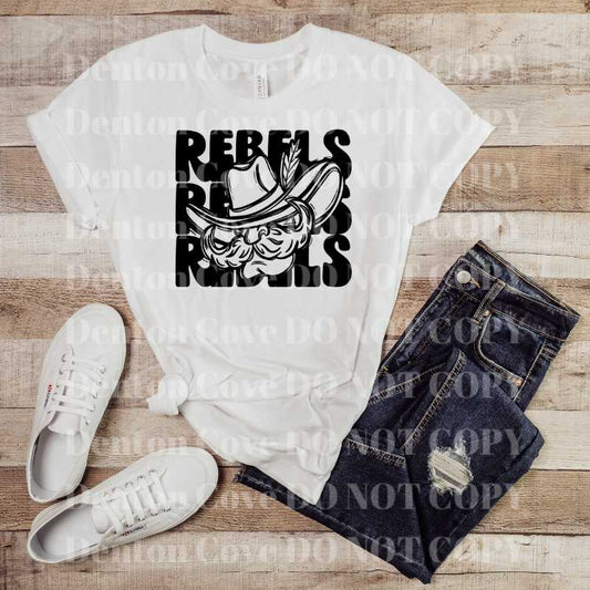 Stacked Mascot Rebels Short Sleeve DTF Graphic Tee