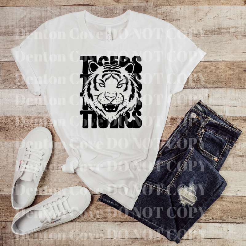 Stacked Mascot Tigers Short Sleeve DTF Graphic Tee
