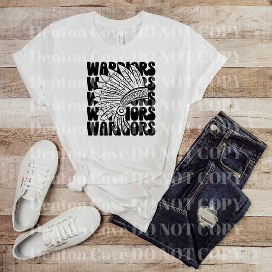 Stacked Mascot Warriors Short Sleeve DTF Graphic Tee
