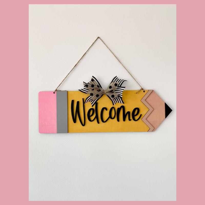 Pencil Welcome Sign Laser-Cut DIY 3D Craft Kit