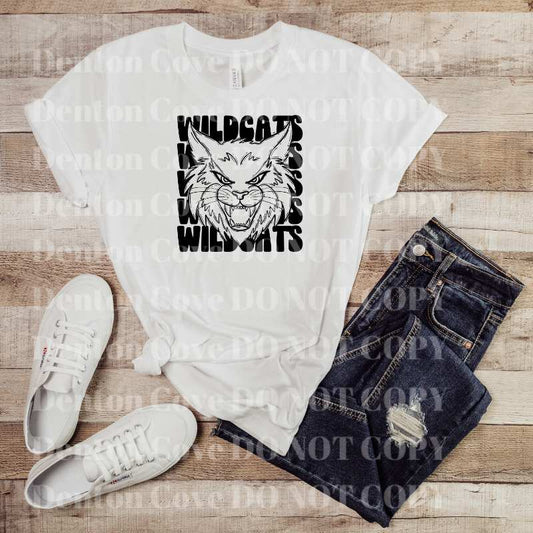 Stacked Mascot Wildcats Short Sleeve DTF Graphic Tee