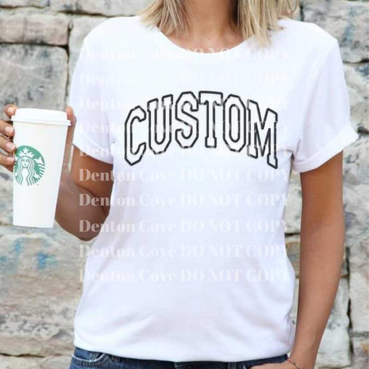 Faux Embroidered Customizable Name Short Sleeve DTF Graphic Tee