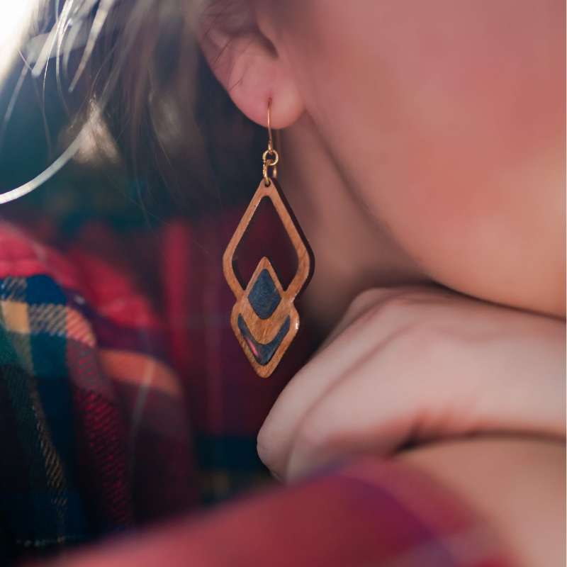 Handcrafted Geometric Wooden Earrings (Secret Gift)