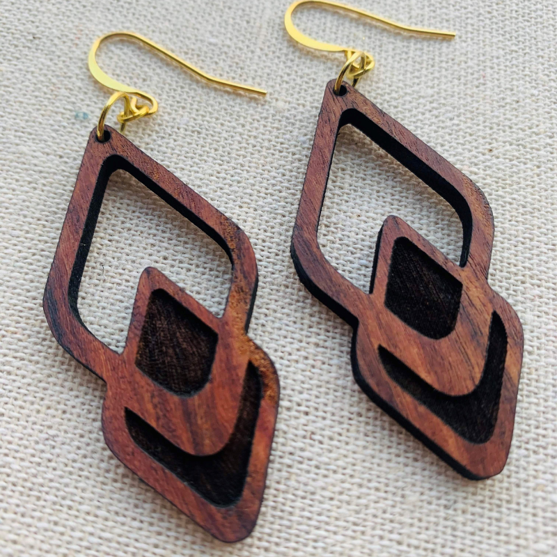Handcrafted Geometric Wooden Earrings (Secret Gift)