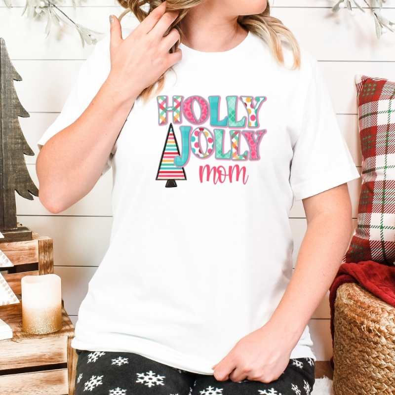 Holly Jolly Mom Short Sleeve Graphic Tee