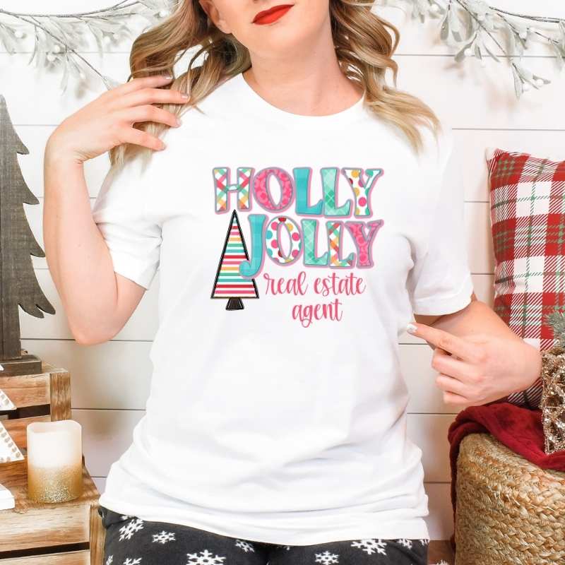 Holly Jolly Real Estate Agent Short Sleeve Graphic Tee