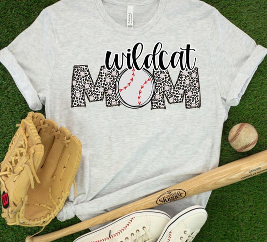 Personalized Leopard Baseball Mom Graphic Tee